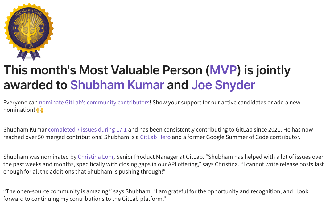 MVP 17.1 release